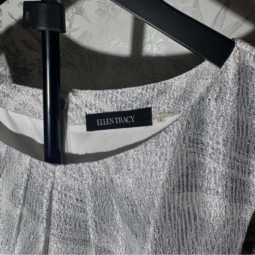 Ellen Tracy Shimmering Silver Midi Dress Size 12- Great Condition! - Picture 3 of 6